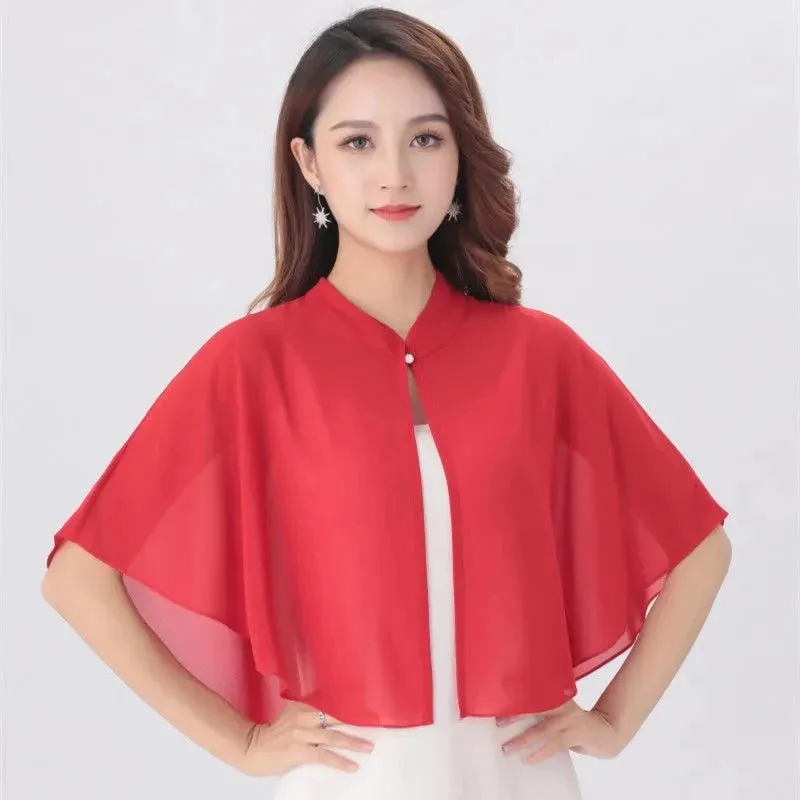 Cloak Chiffon Collar Scarf Blouse