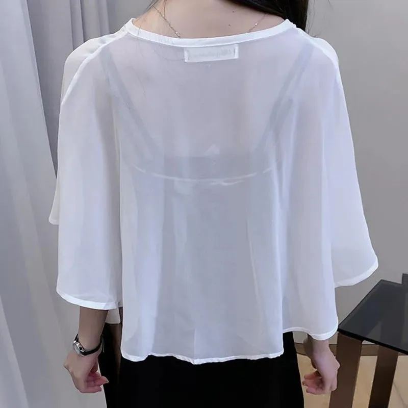 Cloak Chiffon Collar Scarf Blouse