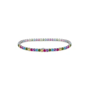 Colorful Four Prong Colored Diamond Tennis Bracelet