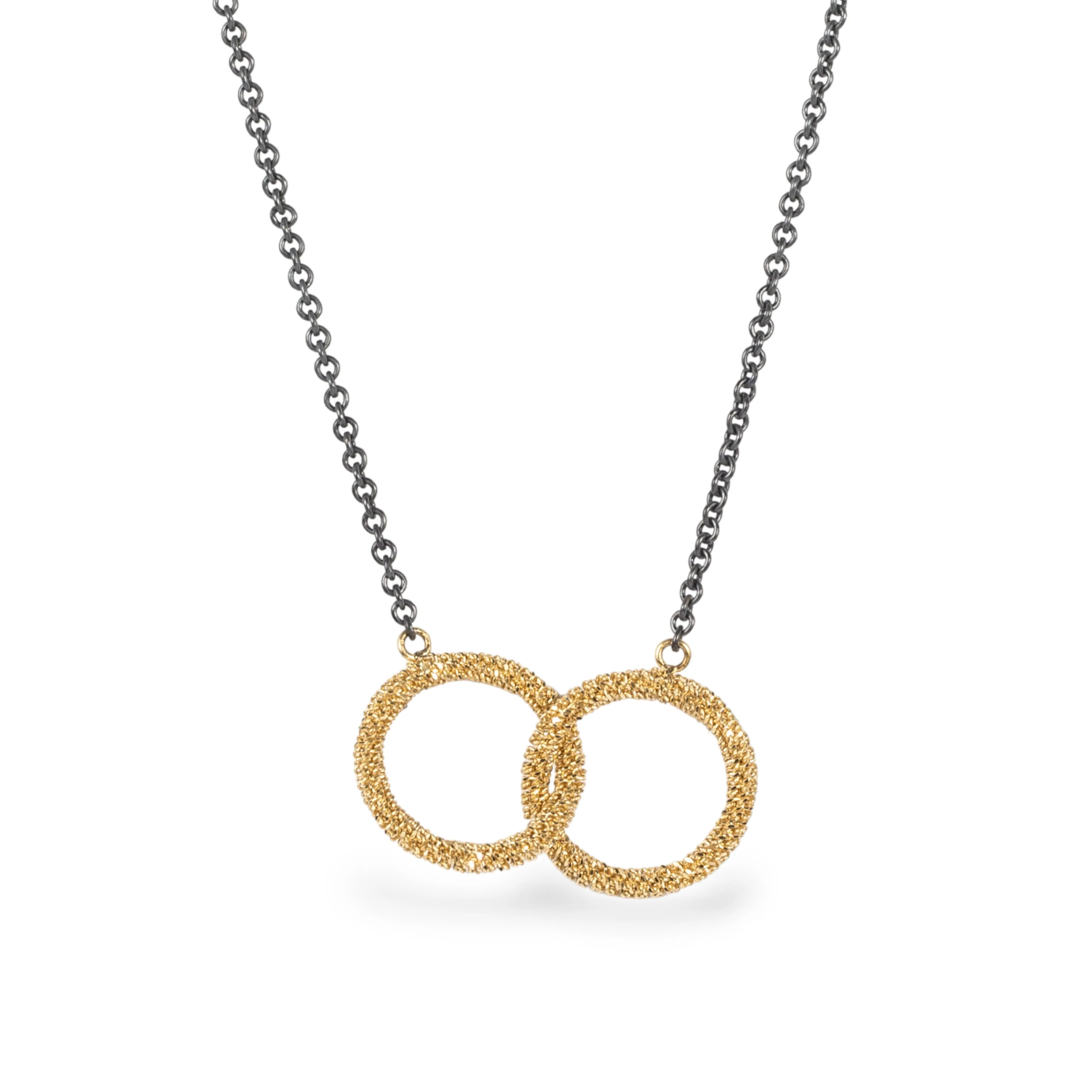 Contrast Interlocking Circles Necklace