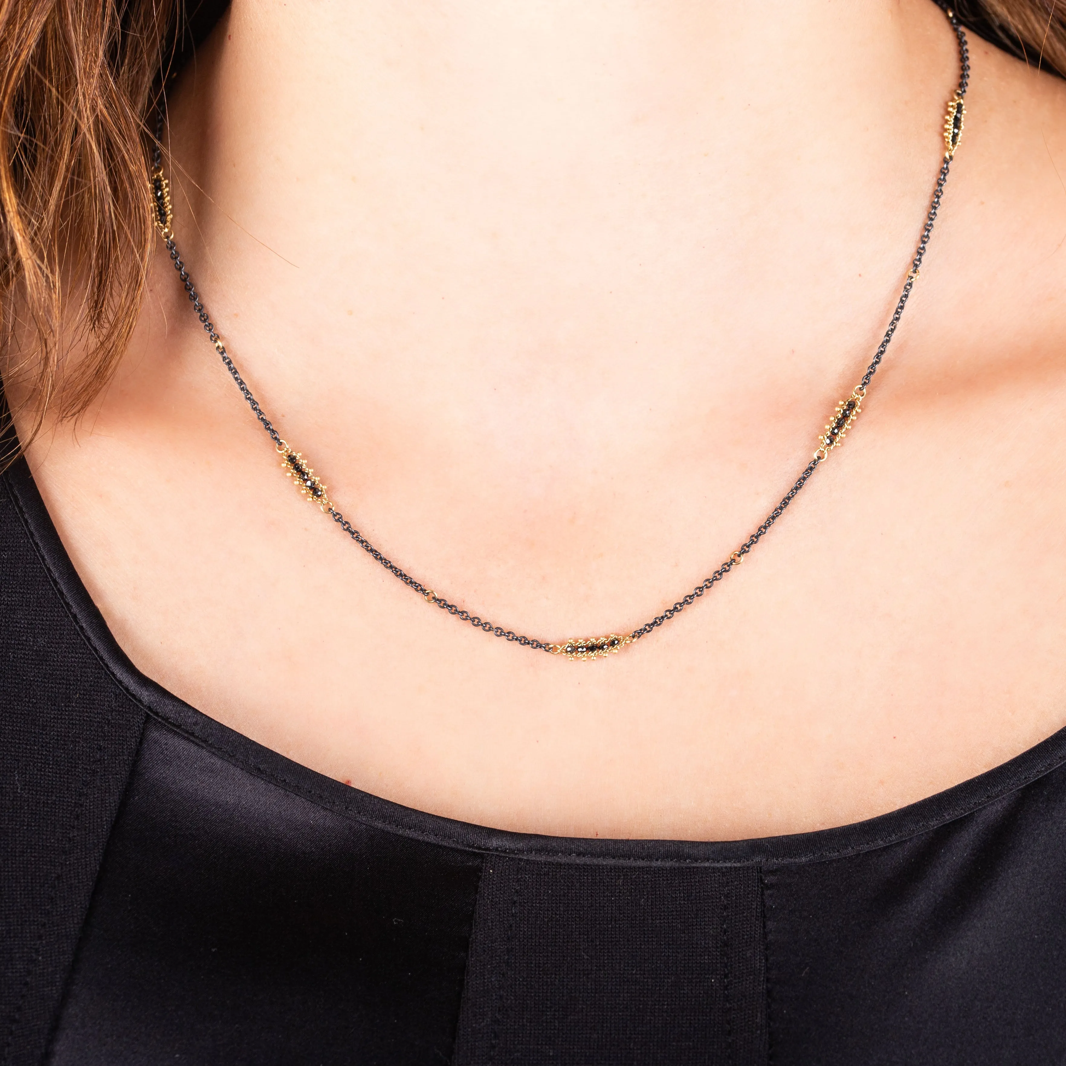 Contrast Satellite Necklace in Black Diamond