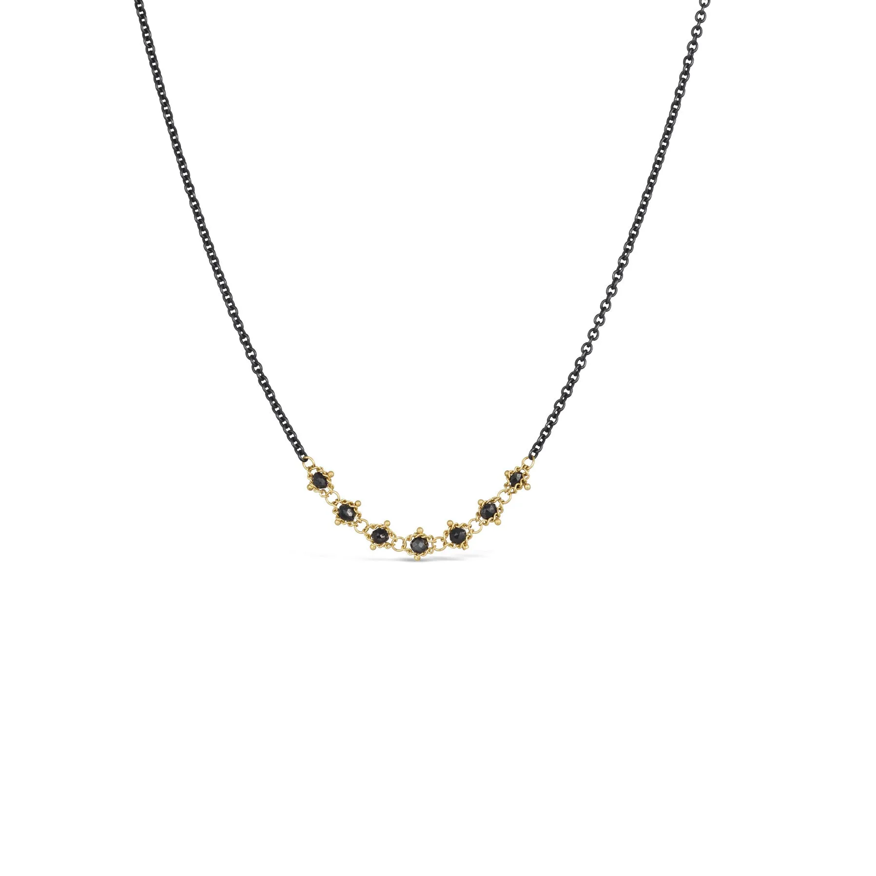 Contrast Textile Necklace in Black Diamond