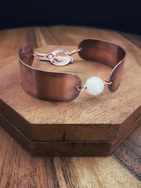 Copper and Moonstone cuff bracelet