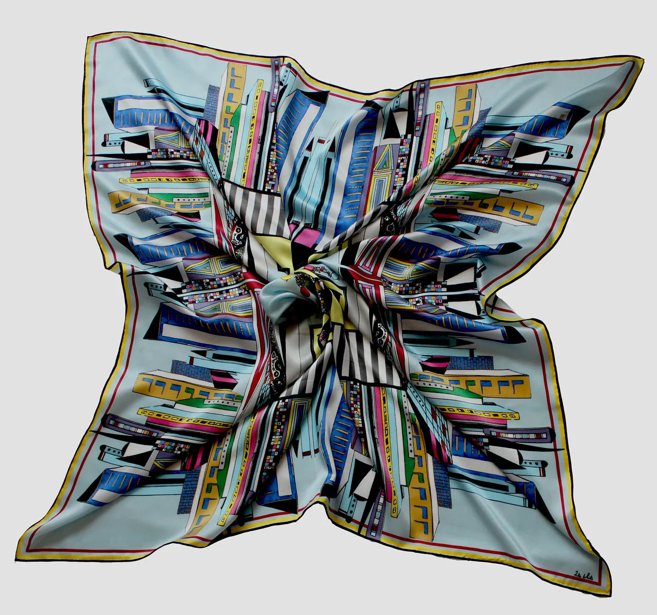 'Cottage in the City',100% Silk Scarf, 100cm Square