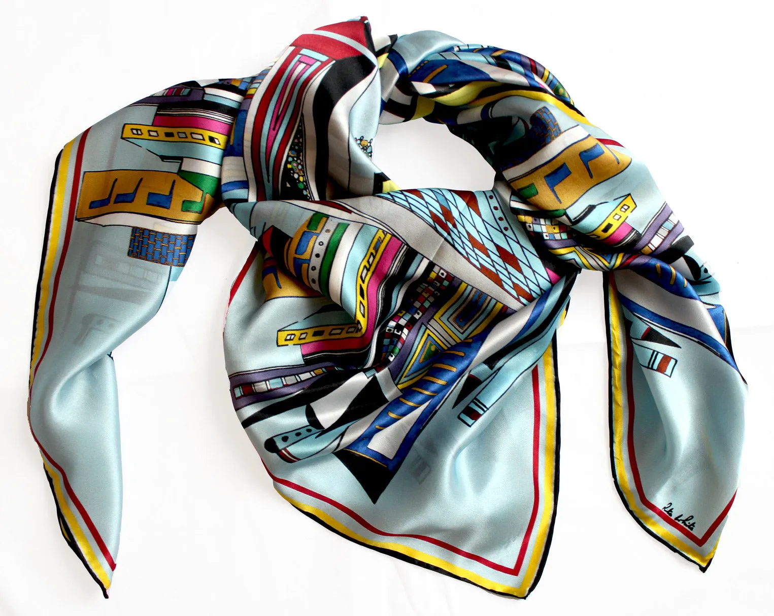 'Cottage in the City',100% Silk Scarf, 100cm Square