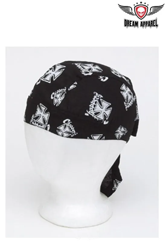 Cotton Skull Cap W/ White Chopper Cross 12pcs/pack