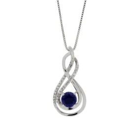 Created Sapphire Fashion Pendants Sterling Silver