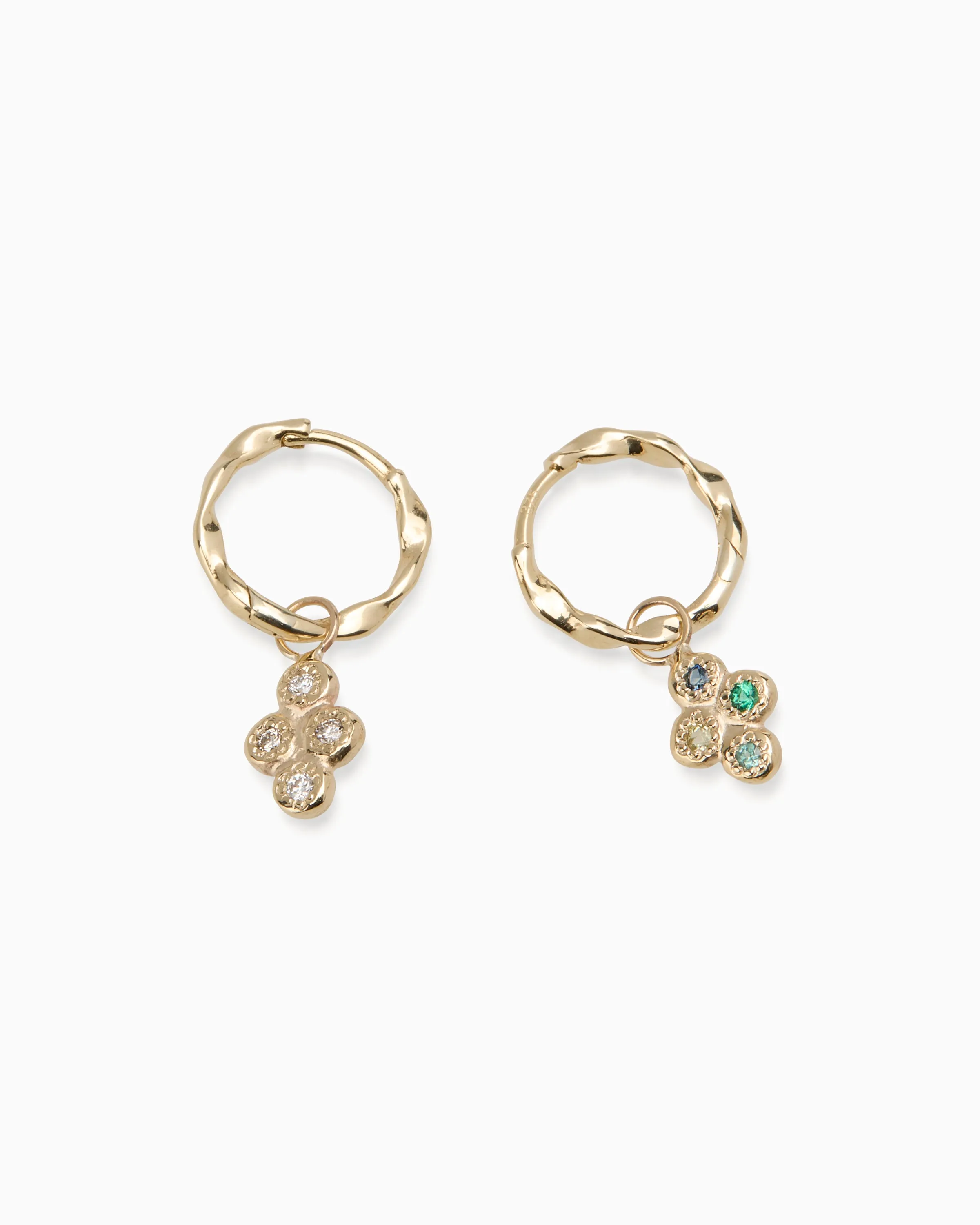 Cross Stone Earring Charm | Yellow Gold