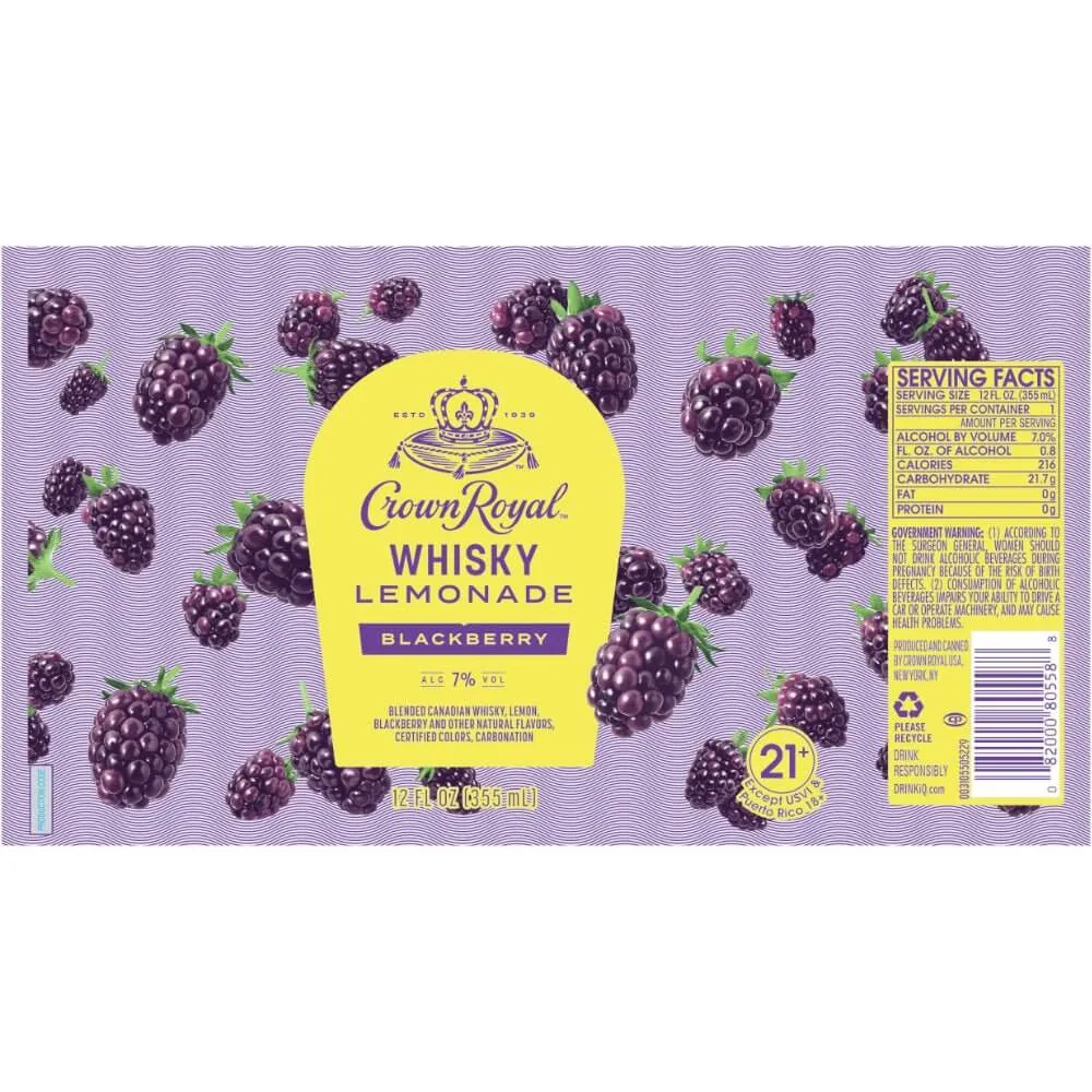 Crown Royal Whisky Lemonade Blackberry Canned Cocktail