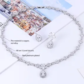 Cubic zirconia bride wedding necklace earring set top quality  CN10012