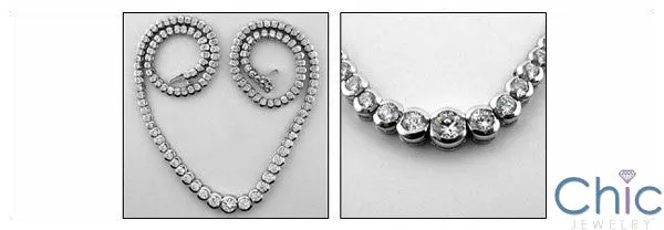 Cubic Zirconia Cz 9.5 TCW Round Half Bezel Round Necklace