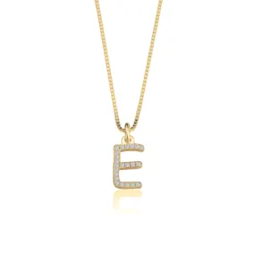 Cubic Zirconia Initial Necklace - 14k Gold