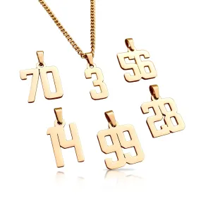 Custom Number Pendant With Chain Necklace - 14K Gold Plated Stainless Steel