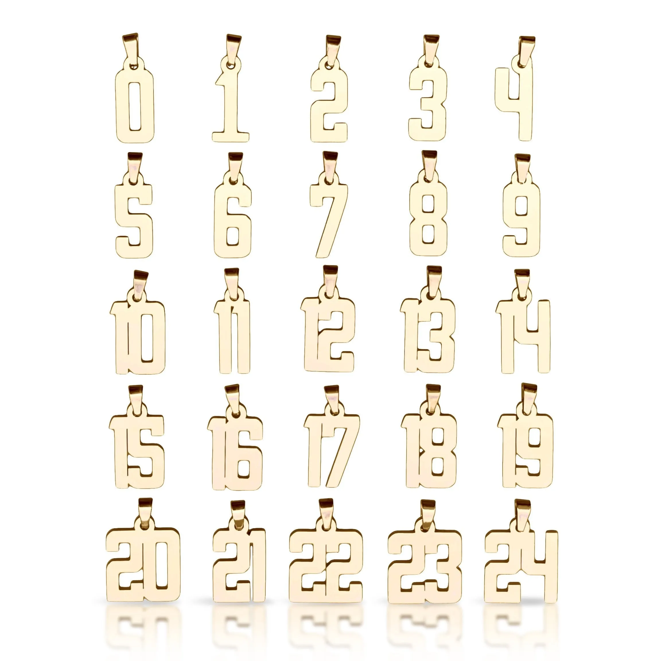 Custom Number Pendant With Chain Necklace - 14K Gold Plated Stainless Steel