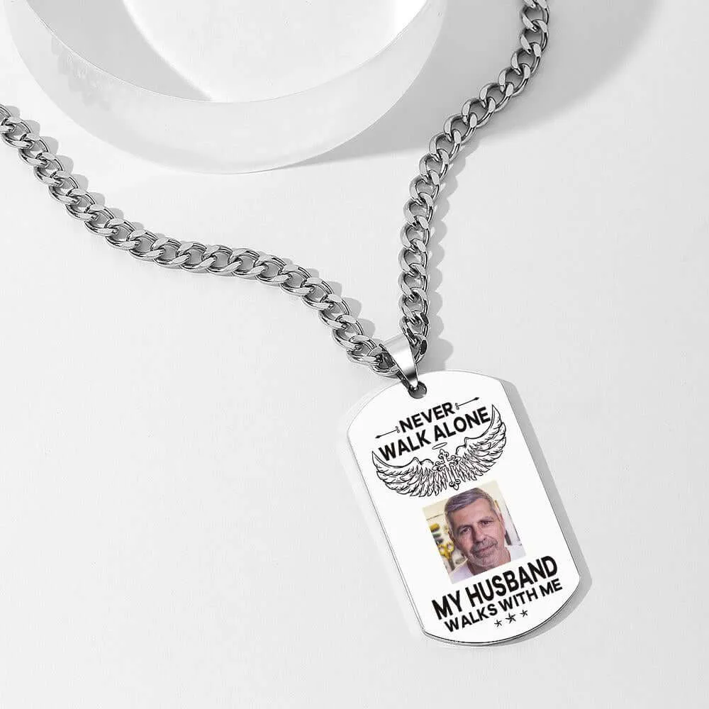 Custom Stainless Steel Engraved Memorial Keepsake Photo Dog Tag Necklace