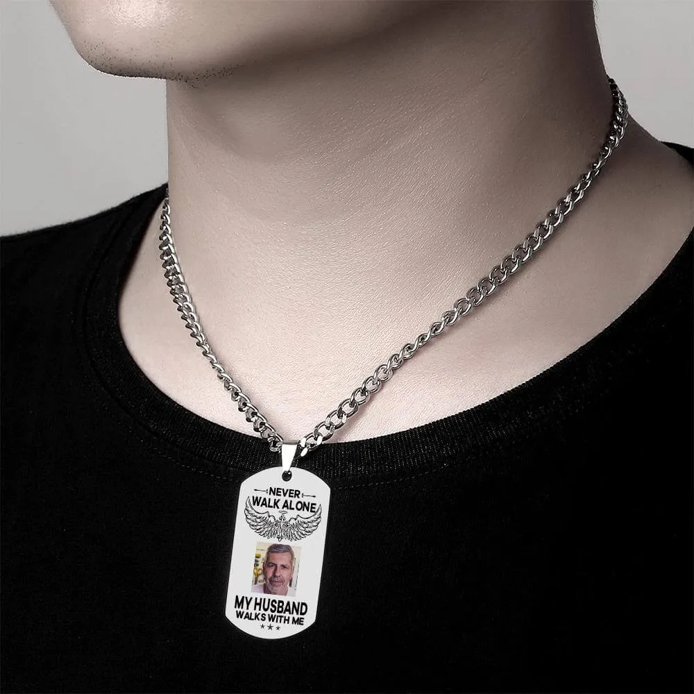 Custom Stainless Steel Engraved Memorial Keepsake Photo Dog Tag Necklace