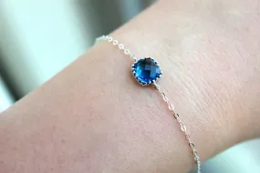 Dainty Bracelet Sapphire Navy Jewelry Blue Bracelet Sterling Silver Bracelet Bridesmaid Bracelet Bridal Bracelet Sapphire Wedding Jewelry