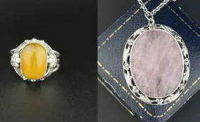 DEPOSIT Rose Quartz Necklace & Amber Ring