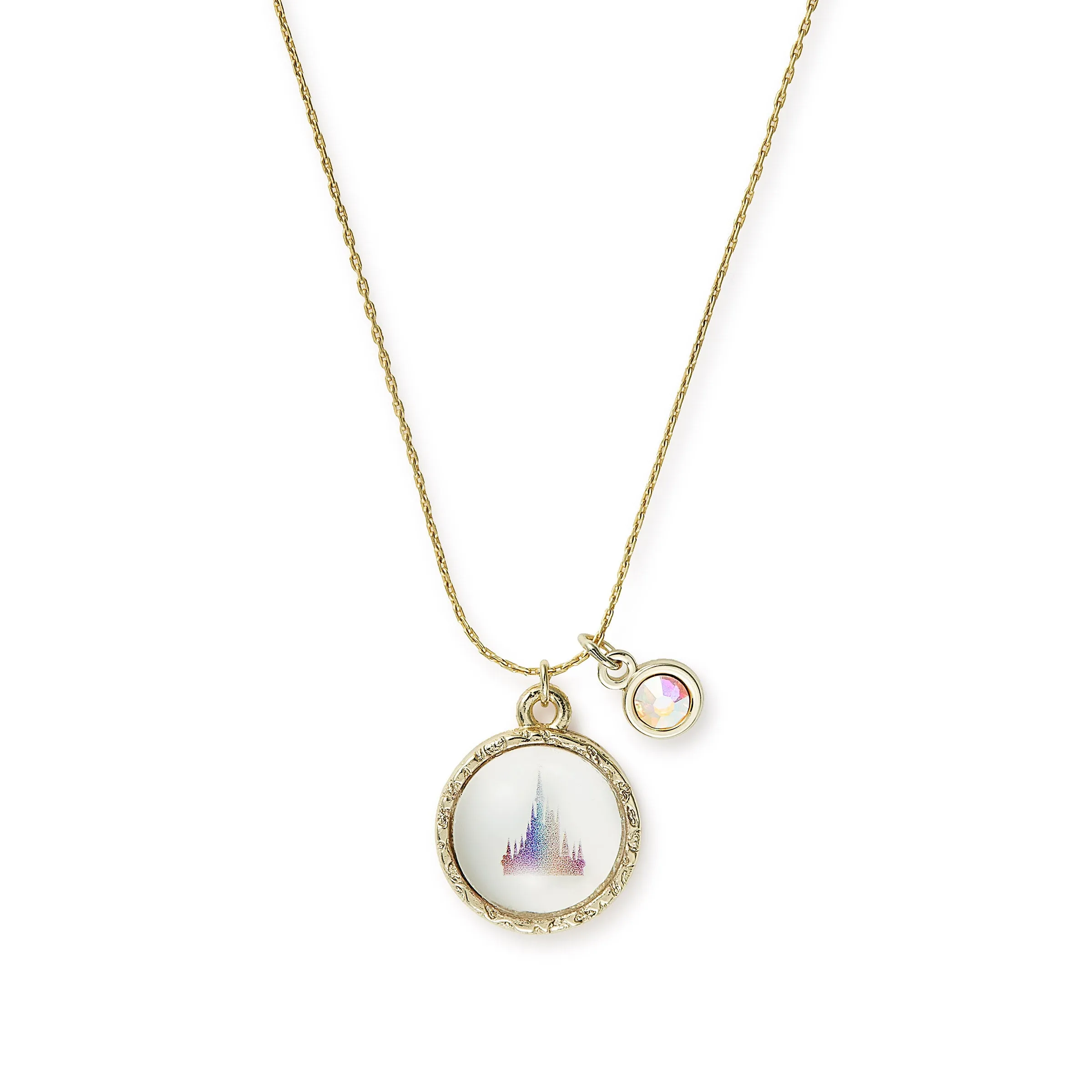 Disney® Iridescent Castle Duo Charm Pendant Necklace