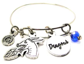 Dragon Head With Dragons Circle Expandable Bangle Bracelet