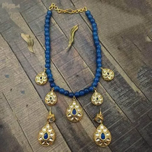 Drop Antique Beads Necklace And Earring Set