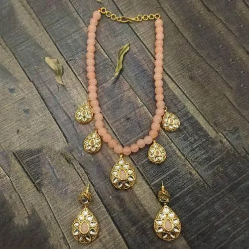 Drop Antique Beads Necklace And Earring Set