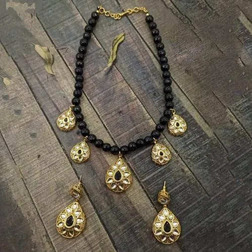 Drop Antique Beads Necklace And Earring Set