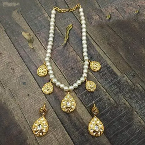 Drop Antique Beads Necklace And Earring Set