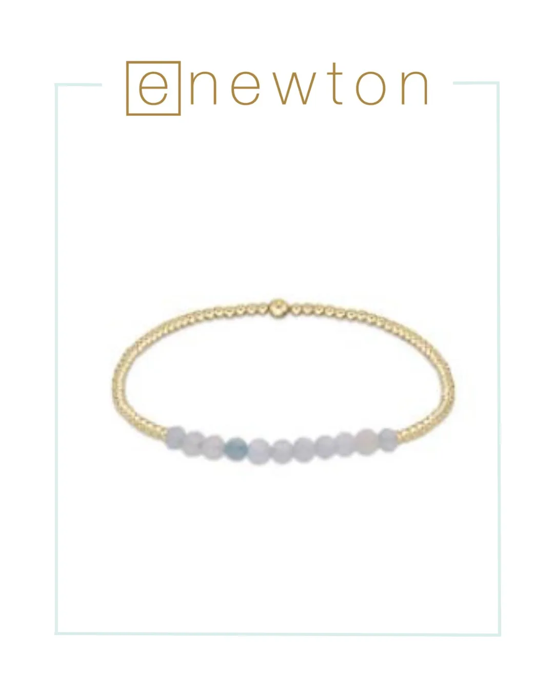 E Newton Gold Bliss 2mm Bead Bracelet - Aquamarine