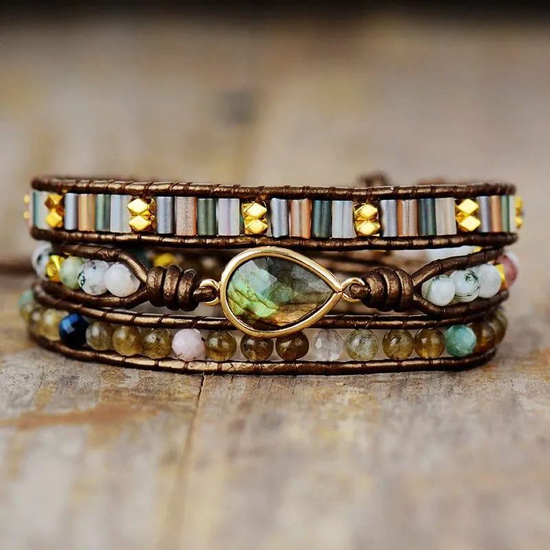 Earth Charm Wrap Bracelet