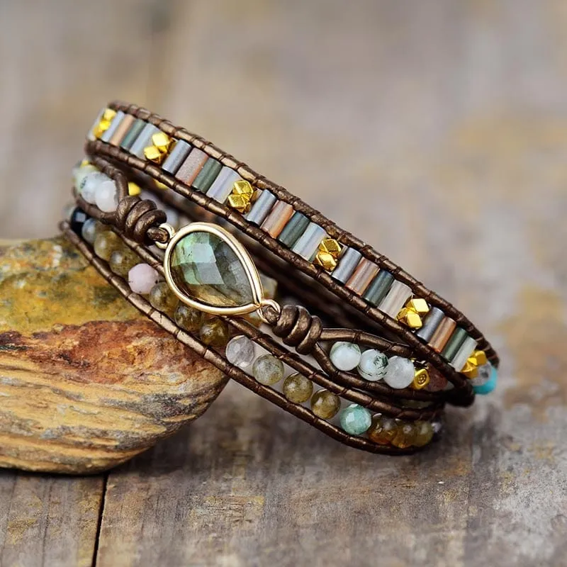 Earth Charm Wrap Bracelet