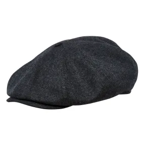 Eight Piece Wool Newsboy Cap-Dark Grey