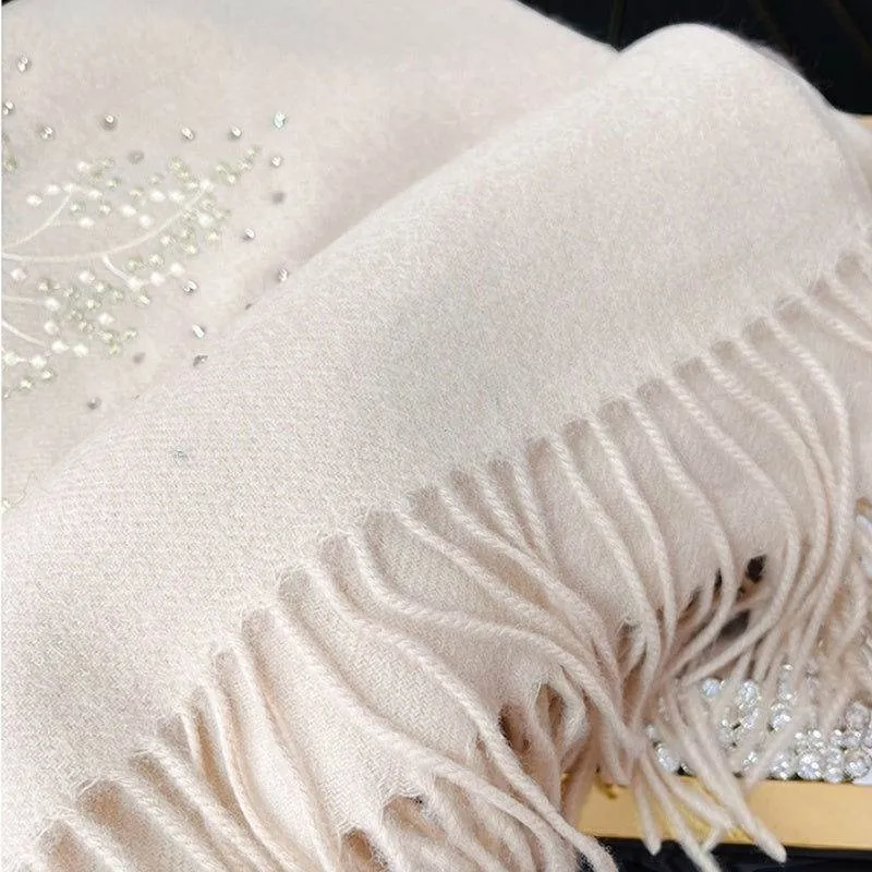 Embroidery 100% Pure Cashmere Scarf Warm Winter 200x60 cm