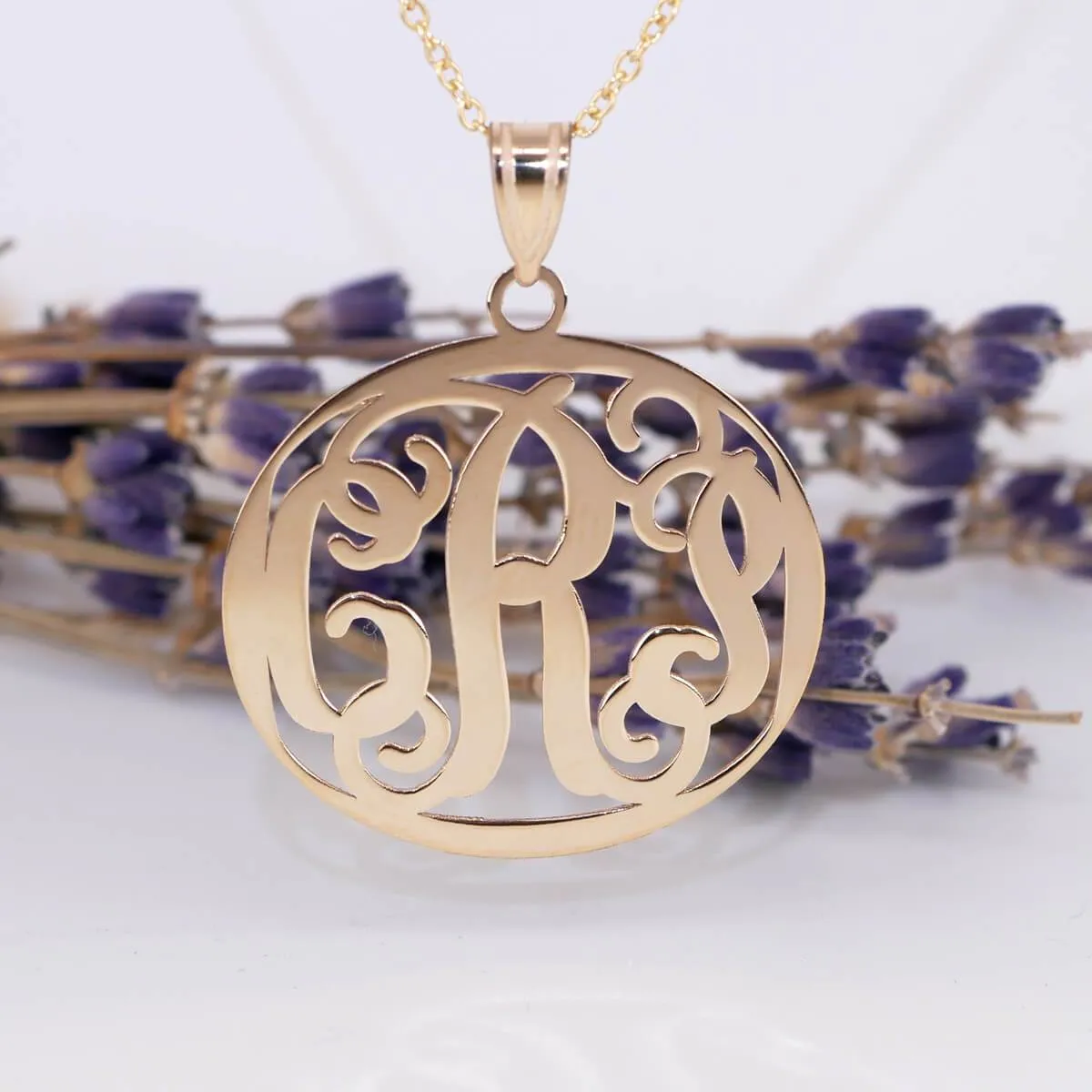 Encircled Carved Monogram Pendant