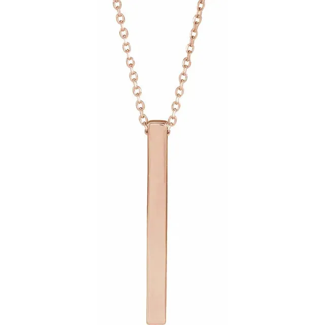 Engravable Four-Sided Vertical Bar Necklace