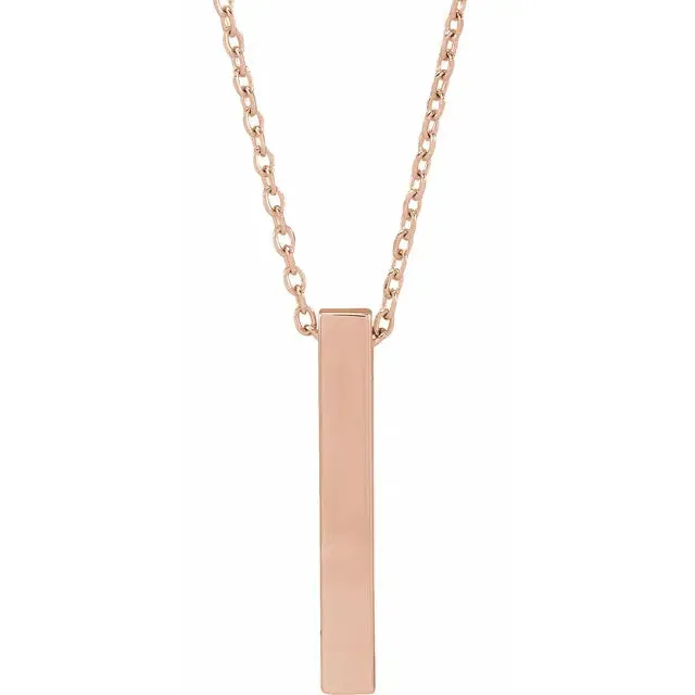 Engravable Four-Sided Vertical Bar Necklace