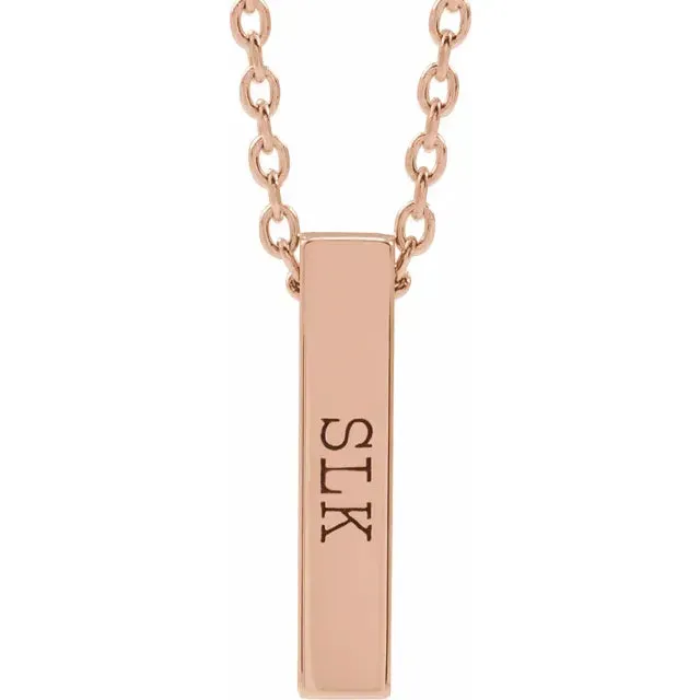 Engravable Four-Sided Vertical Bar Necklace