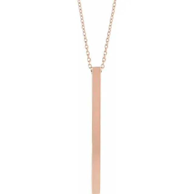 Engravable Four-Sided Vertical Bar Necklace