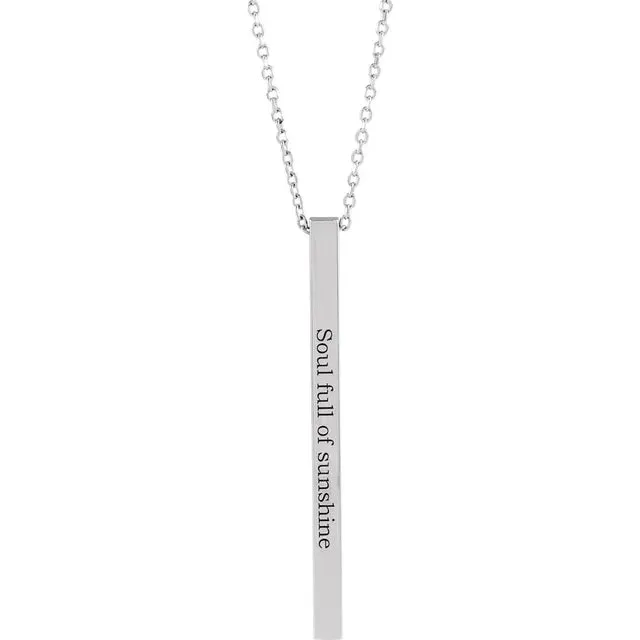 Engravable Four-Sided Vertical Bar Necklace