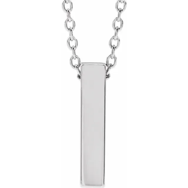 Engravable Four-Sided Vertical Bar Necklace