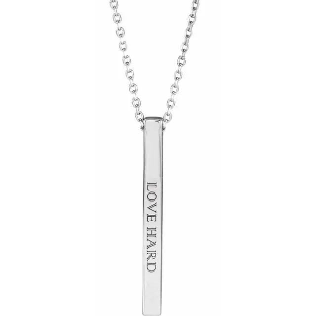 Engravable Four-Sided Vertical Bar Necklace