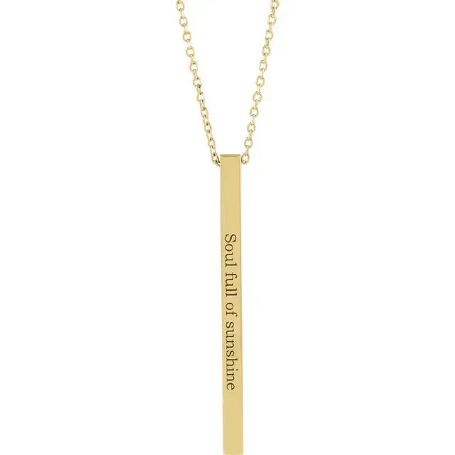 Engravable Four-Sided Vertical Bar Necklace