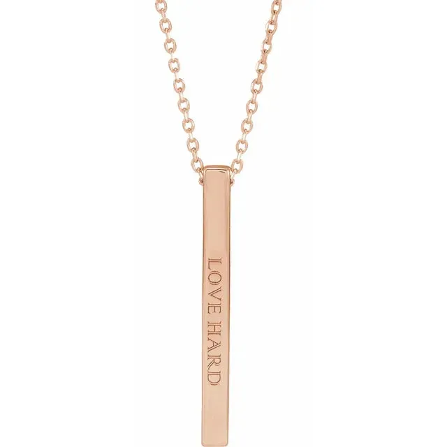 Engravable Four-Sided Vertical Bar Necklace