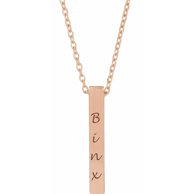 Engravable Four-Sided Vertical Bar Necklace