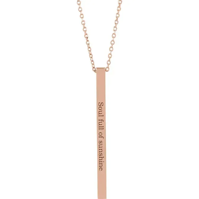 Engravable Four-Sided Vertical Bar Necklace