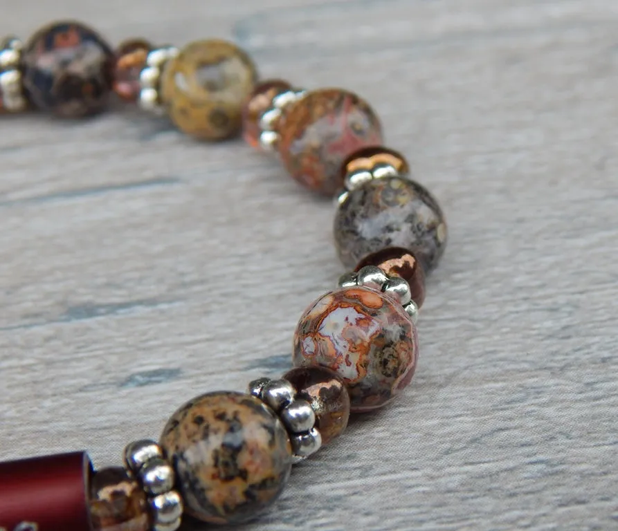 Engraved Bracelet - Jasper Beaded Jewelry