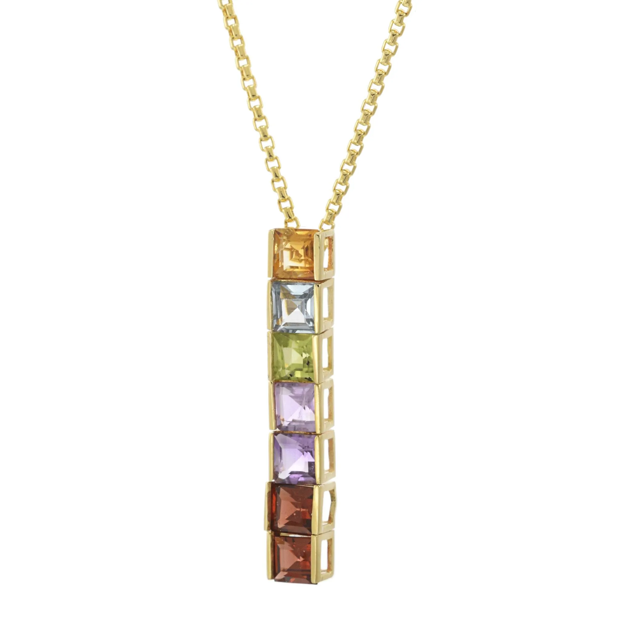 Estate Multi Color Gem Stone Drop Pendant