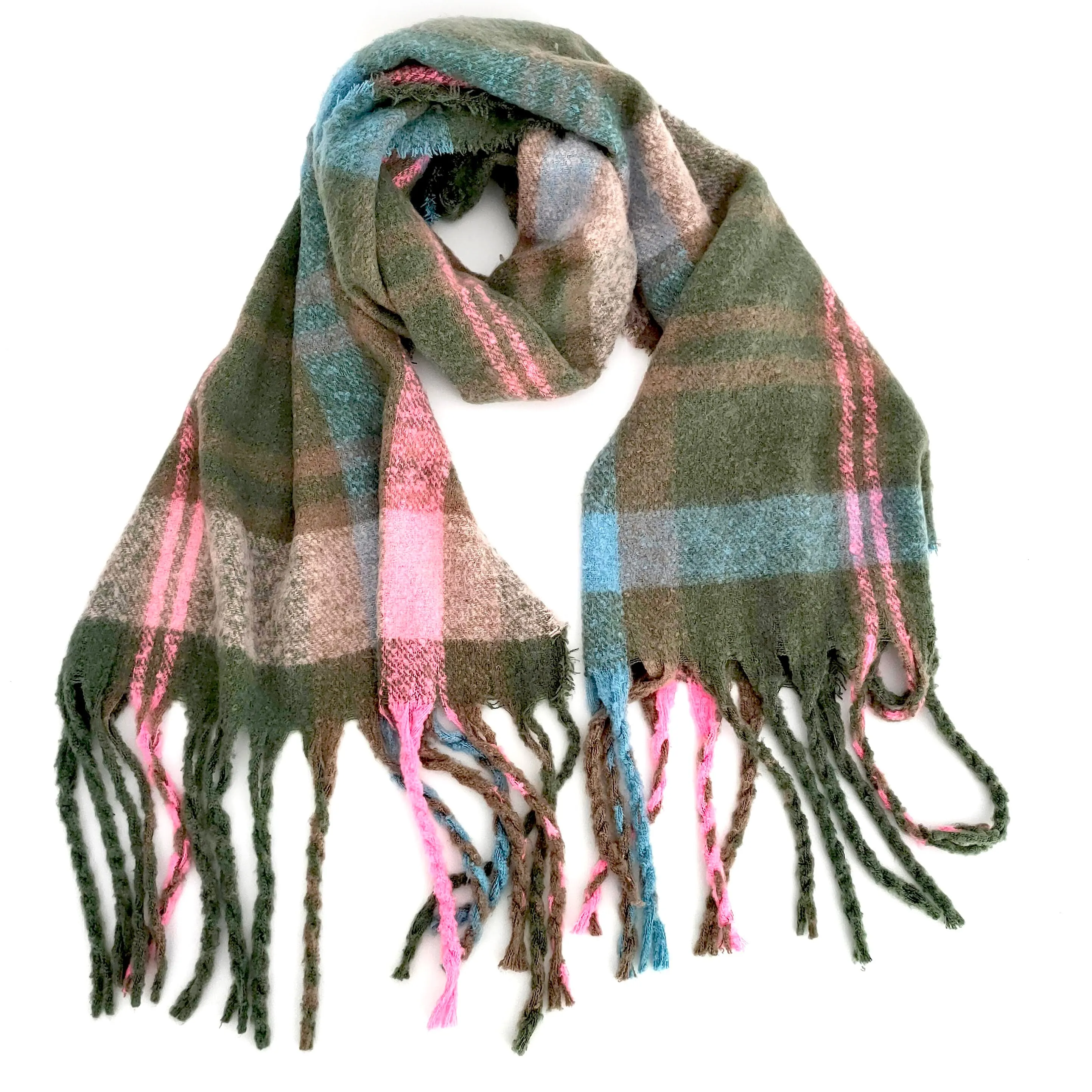 Extra Thick Check Squares Scarf