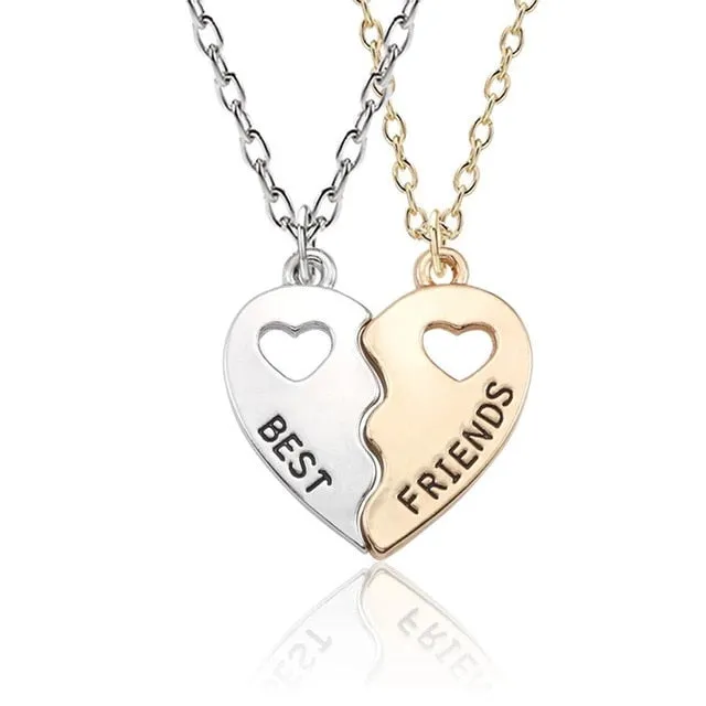 Fashion Best Friends Honey Love Couple Pendant Necklace2 Pcs/ Set  Rainbow Broken Heart Choker Gift Friendship Jewelry Wholesale