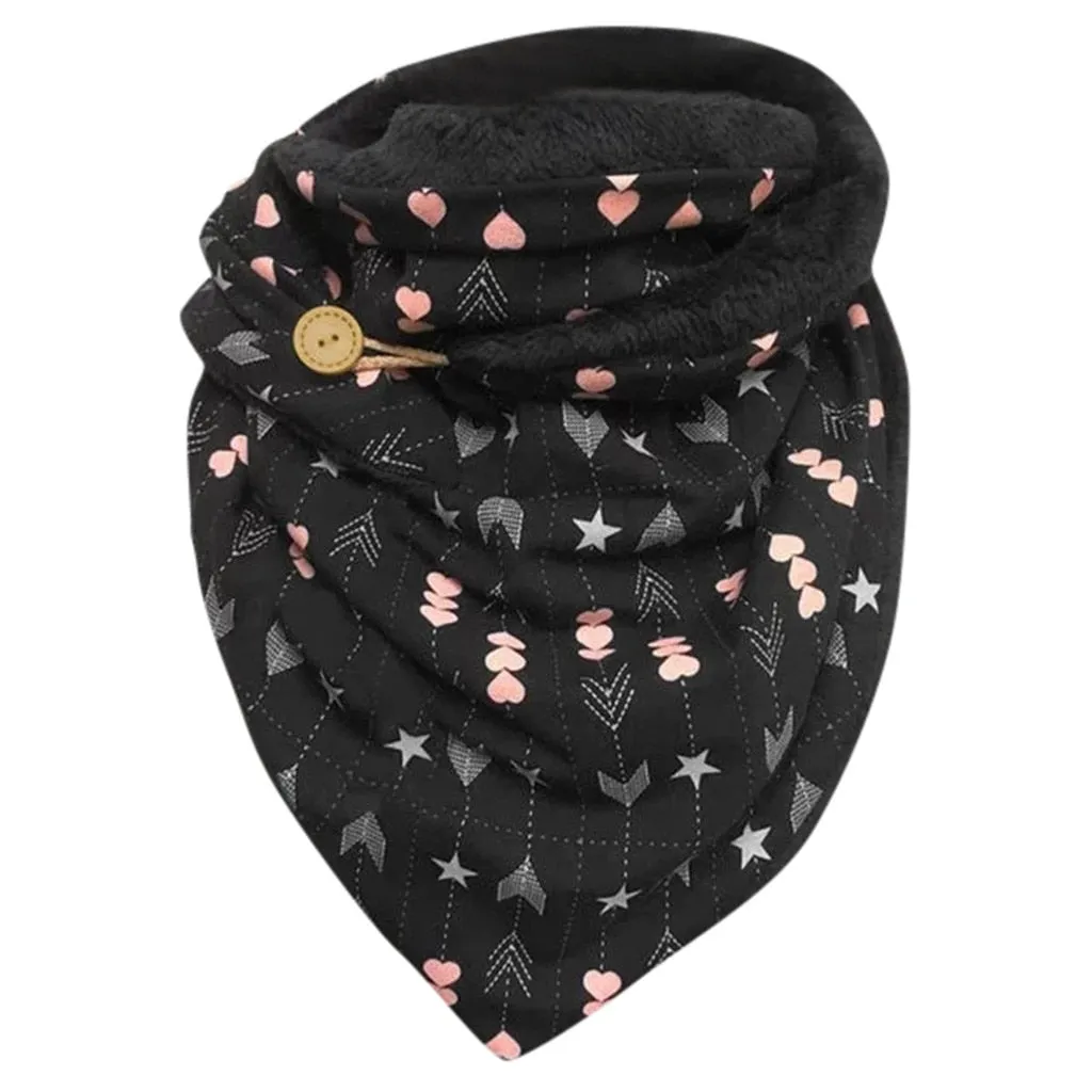 Fashion Women Cute Cat Print Scarf Hijabs Female Lady Retro Button Female Multi-Purpose Shawl Scarf 80cm-100cm Winter Echarpe